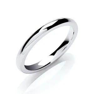 2mm Court Wedding Ring in 9ct White Gold