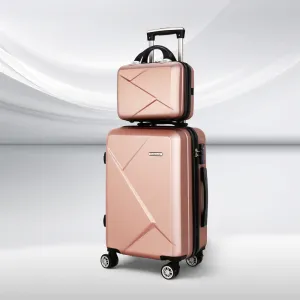 2pc Rose Gold Hard Shell Luggage Set TSA Lock - Wanderlite