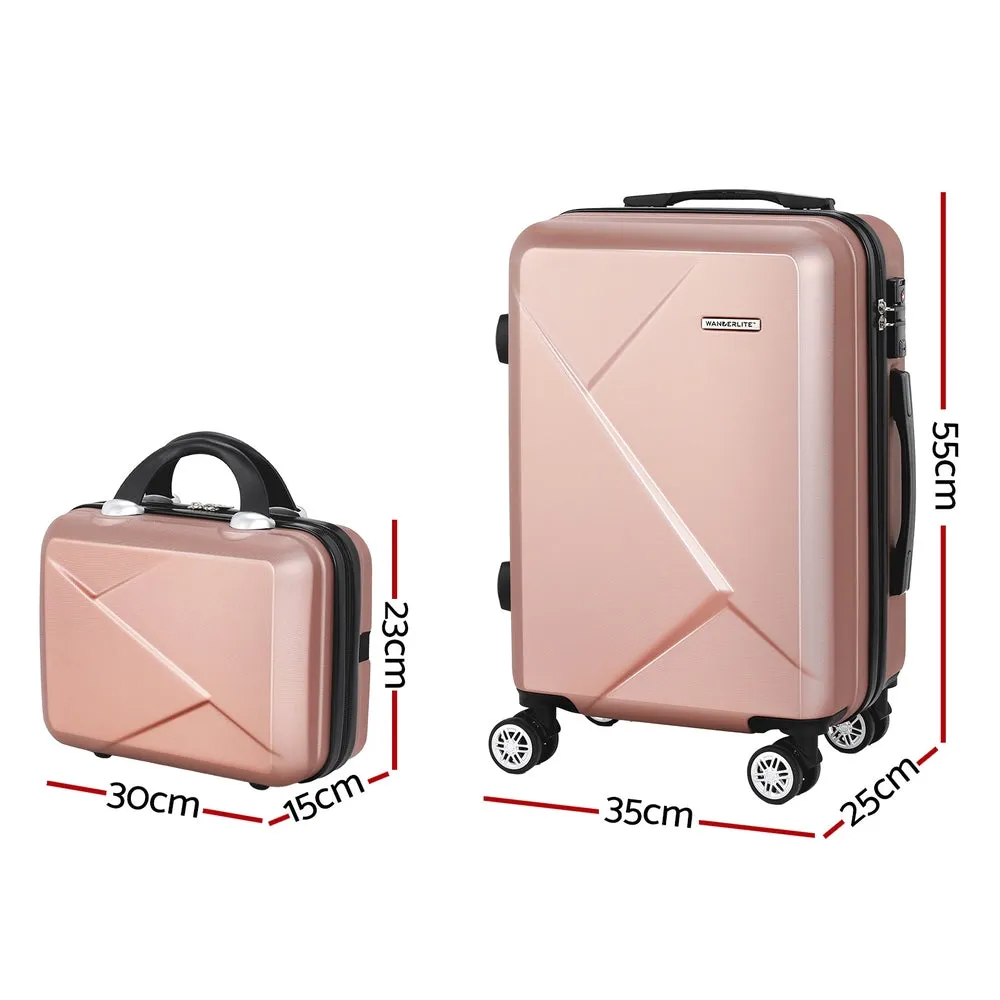 2pc Rose Gold Hard Shell Luggage Set TSA Lock - Wanderlite