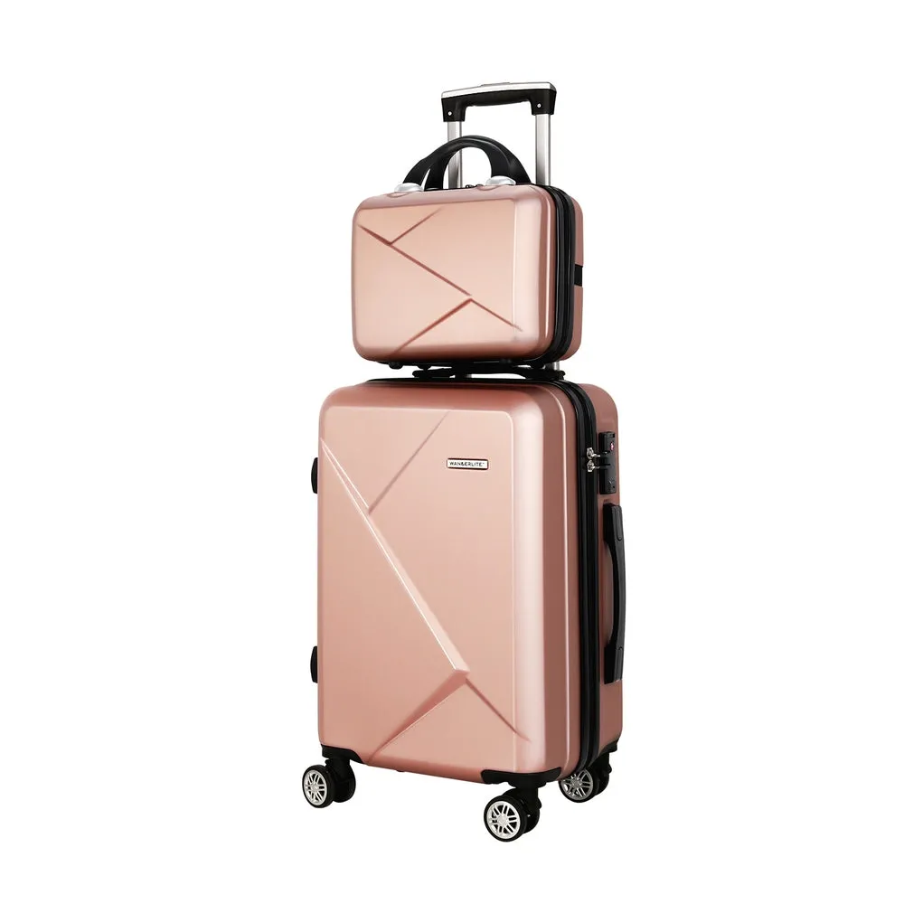 2pc Rose Gold Hard Shell Luggage Set TSA Lock - Wanderlite