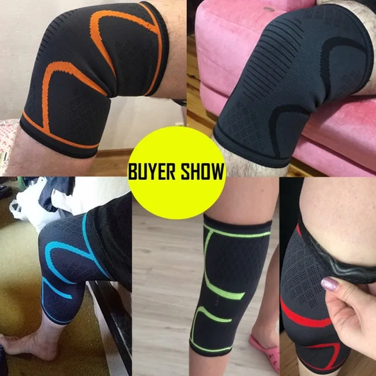 2pcs Comfortable Breathable Elastic Nylon Sports Knit Knee Pads, Size:M(Black)