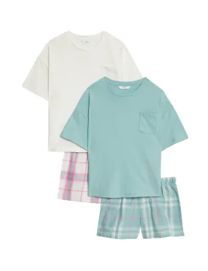 2pk Pure Cotton Checked Short Pyjama Sets