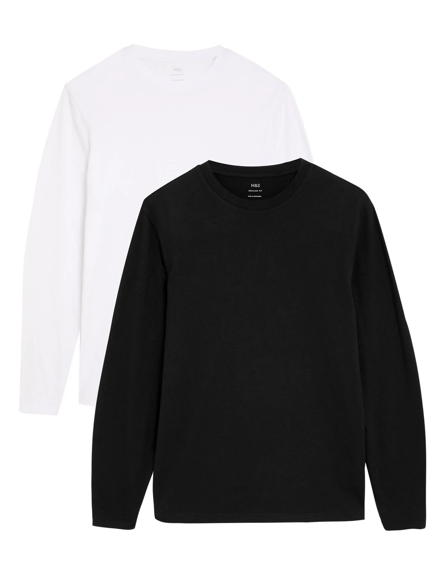 2pk Pure Cotton Long Sleeve T-Shirts