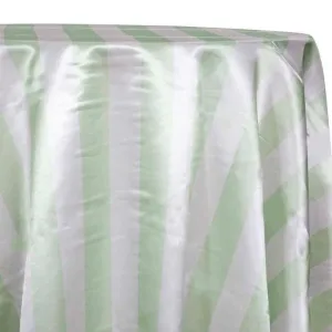 2" Satin Stripe Table Linen in White and Mint