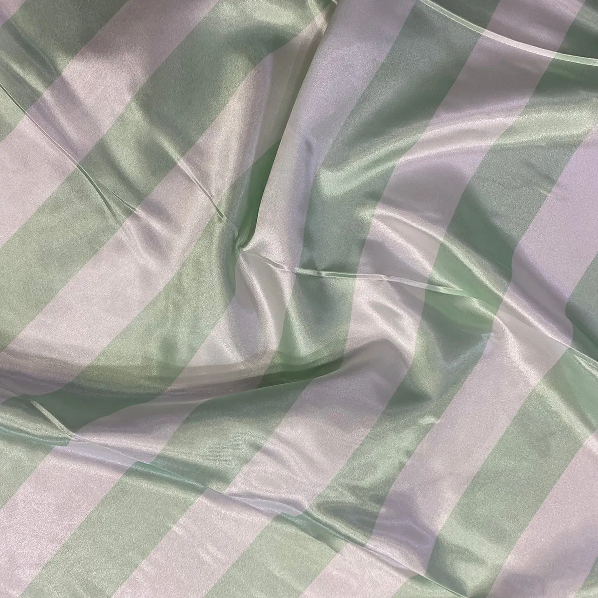 2" Satin Stripe Table Napkin in White and Mint