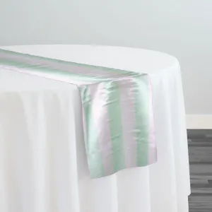 2" Satin Stripe Table Runner in White and Mint