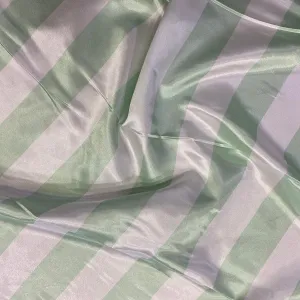 2" Satin Stripe Wholesale Fabric in White and Mint