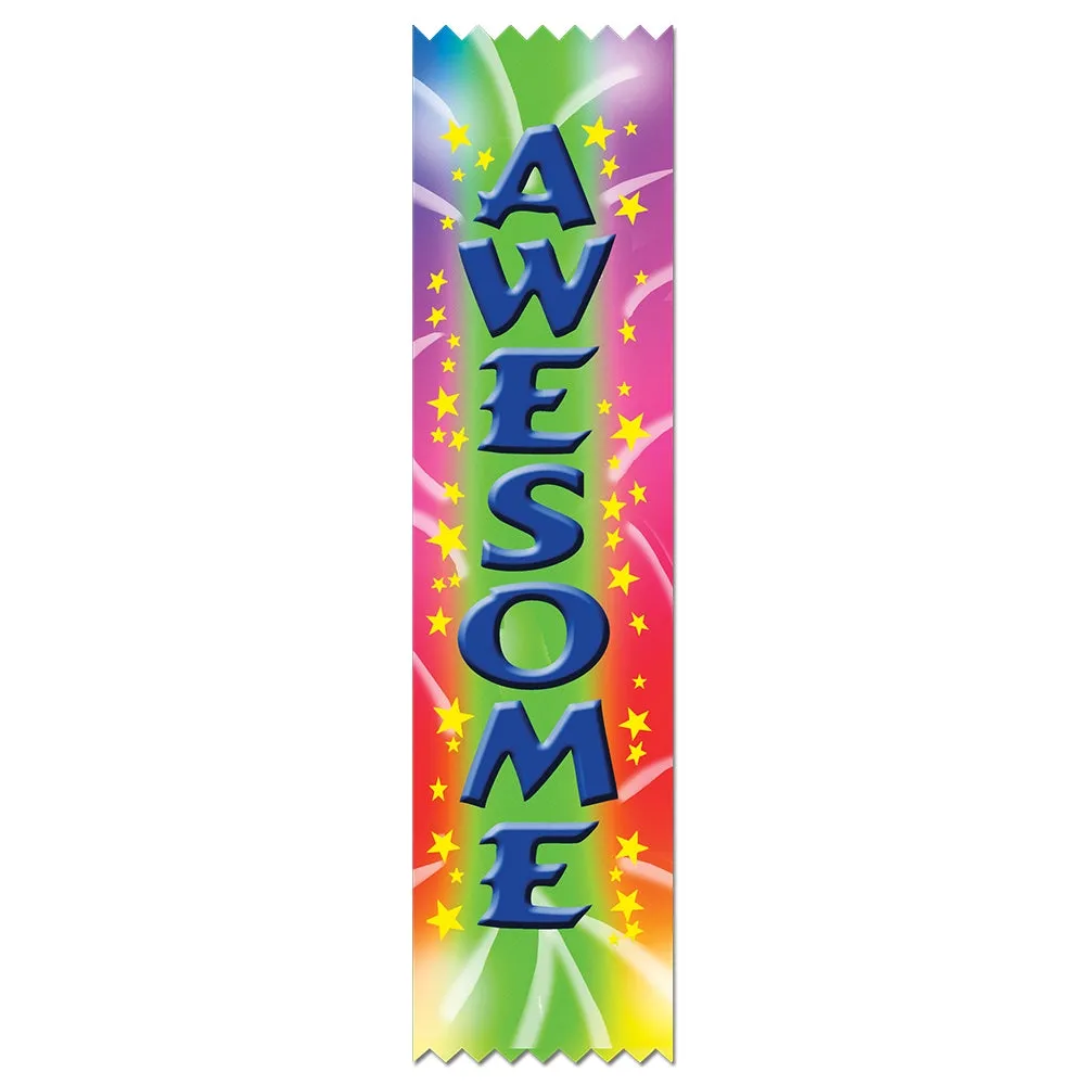 2" X 8" Stock Multicolor Pinked Top Awesome Award Ribbon