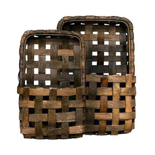 2/Set, Brown Tobacco Wall Pocket Baskets