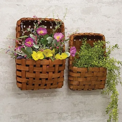 2/Set, Brown Tobacco Wall Pocket Baskets