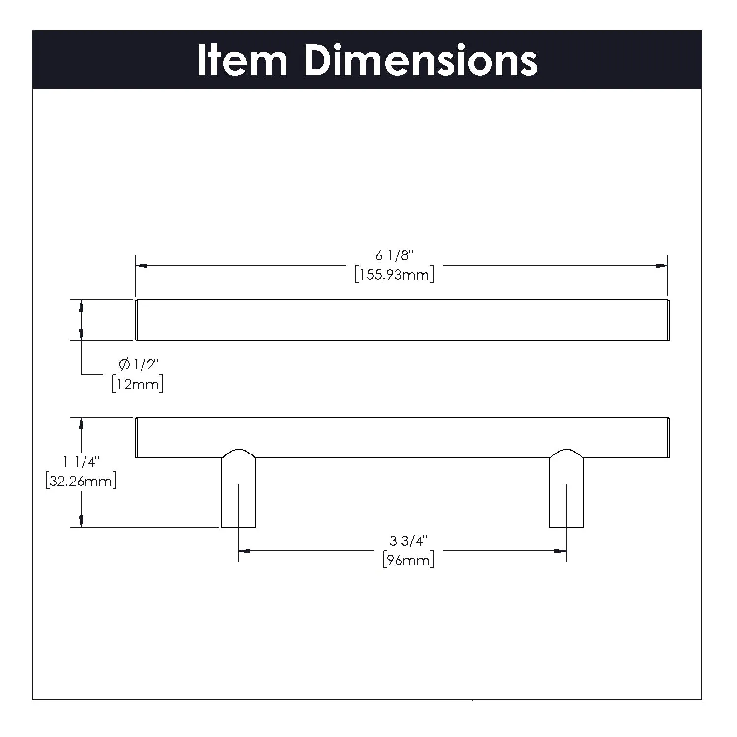 3-3/4 Inch (96mm) Center to Center Heritage Designs Contemporary Bar Pull (10-Pack)