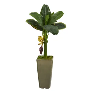 3’ Banana Artificial Tree in Olive Green Planter