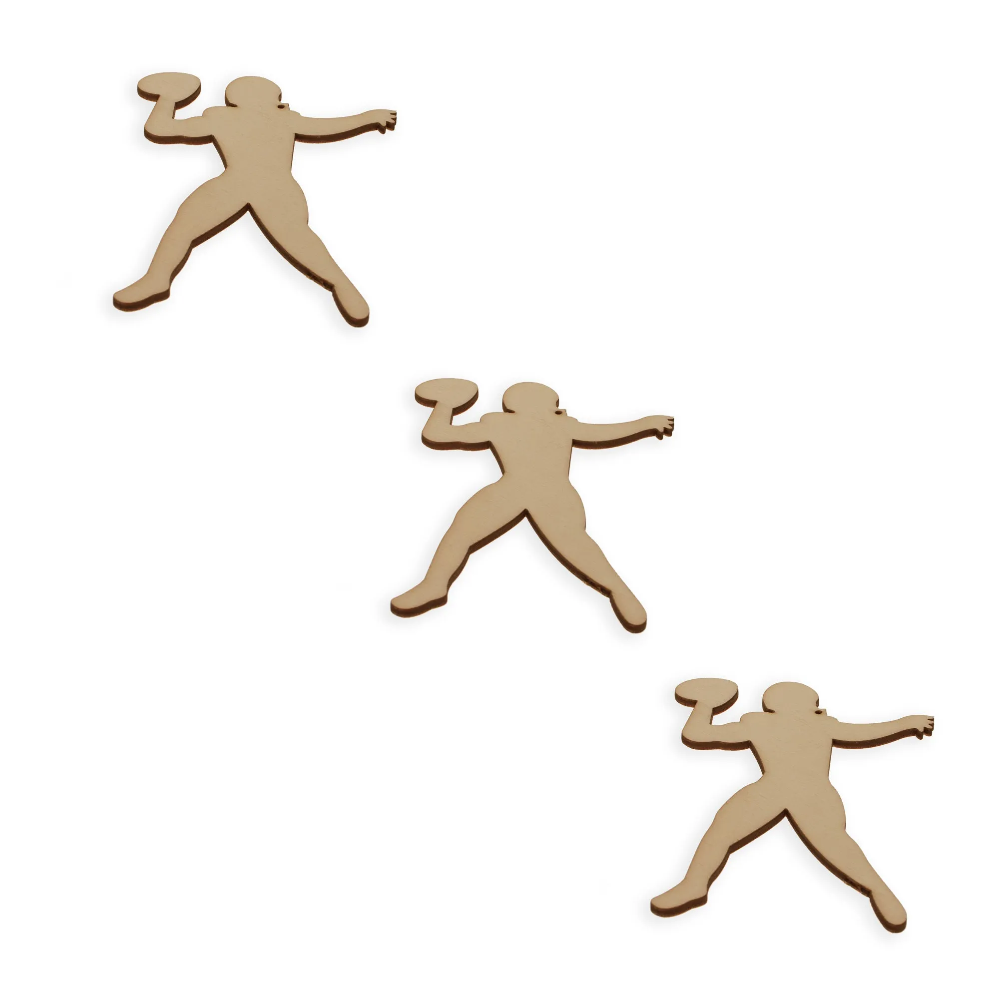 3 Football Players Unfinished Wooden Shapes Craft Cutouts Diy Unpainted 3d Plaques 4 Inches