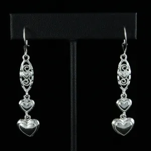 3 Heart Earring Hanging Long