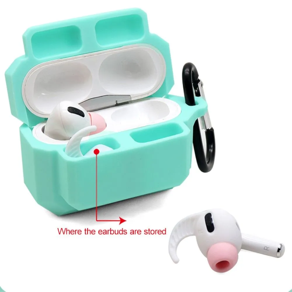 3-in-1 AirPods Pro silicone case with ear tip   carabiner - Wine Red