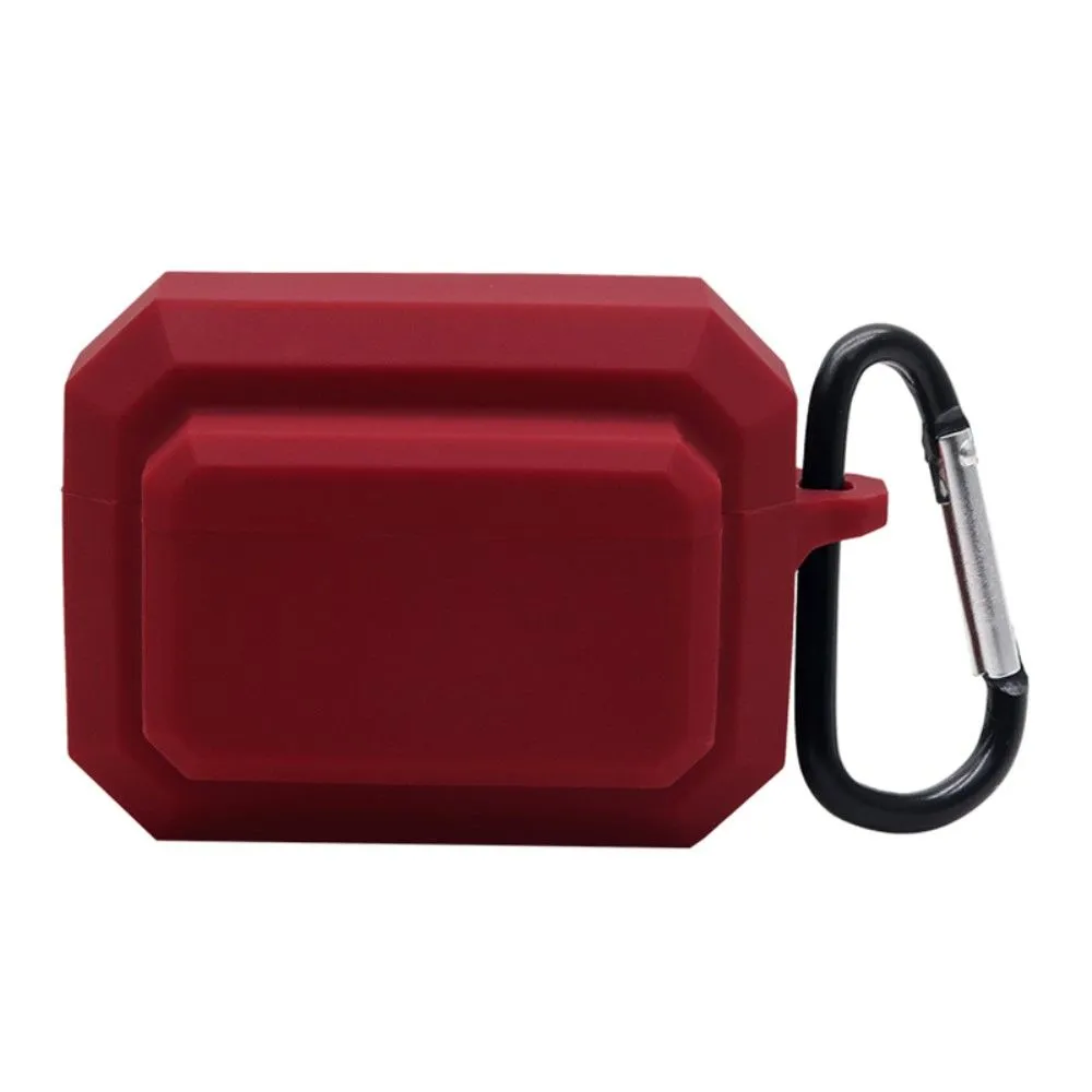 3-in-1 AirPods Pro silicone case with ear tip   carabiner - Wine Red