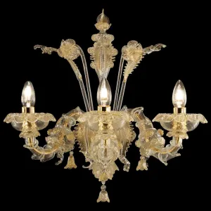 3 Light Rezzonico Wall Sconce Lamp with Gold Details