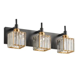 3-Lights Classic Square Crystal Shade Bathroom Vanity Lighting