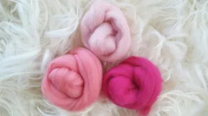 3 oz Pink Sampler Merino Wool Top Roving Fiber Spinning, Felting , weaving, dolls, Crafts USA -SALE! Blogger Favorite 5 Stars!