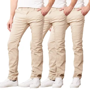 3-Pack Men's Flex Stretch Slim Fit Cotton Everyday Chino Pants (31" Inseam)