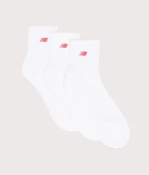 3 Pack Quarters Red Stripe Ankle Socks