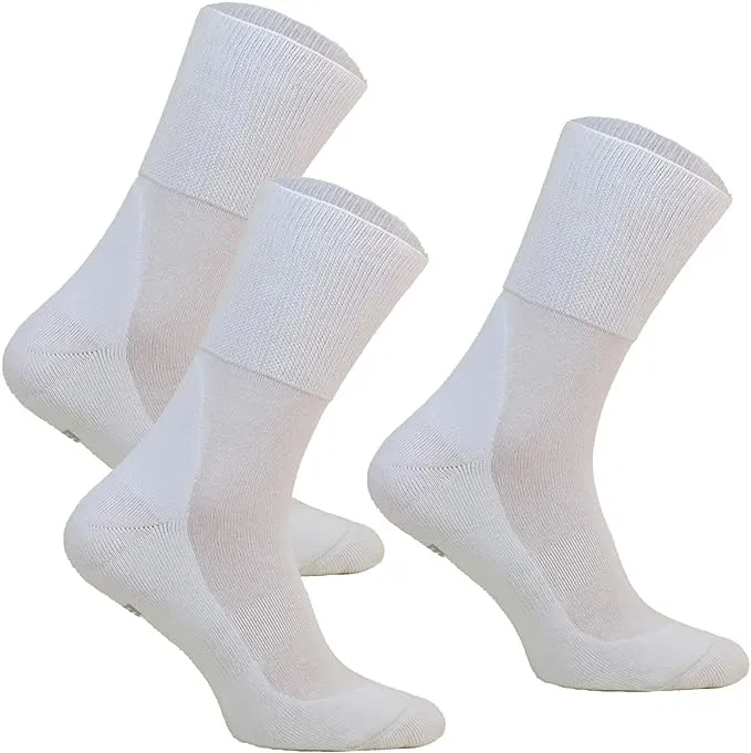 3-Pair Pack of Medical Diabetic Socks for Men and Women - Antibacterial and Anti-fungal - No Elastic Band - Extra-Wide and Comfortable