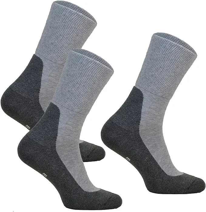 3-Pair Pack of Medical Diabetic Socks for Men and Women - Antibacterial and Anti-fungal - No Elastic Band - Extra-Wide and Comfortable