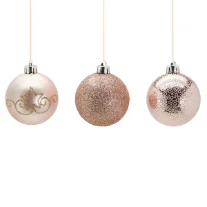 3 Palline per albero di natale in PVC rosa da Ø 6 cm pendaglio decorato