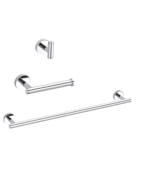 3 Piece Bathroom Accessory in Chrome (22" Towel Bar, Robe Hook , Toilet paper holder)