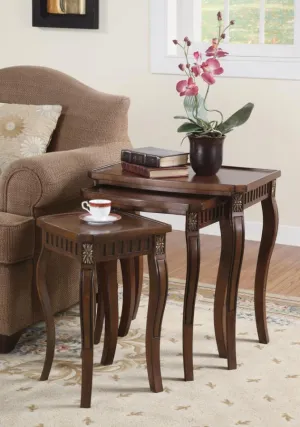 3-piece Curved Leg Nesting Tables Warm Brown