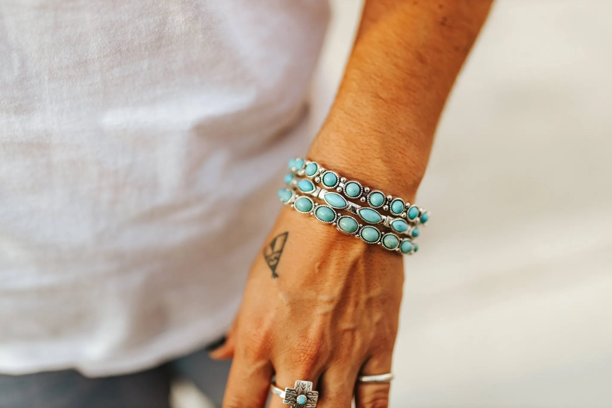 3-Piece Turquoise Concho Bracelet Stack