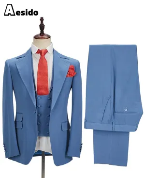 3 Pieces Business Mens Suit (Blazer vest Pants)