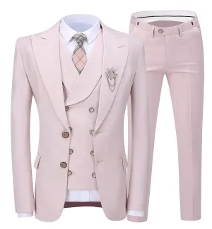 3 Pieces Business Mens Suit Peak Lapel Blazer Formal (Blazer vest Pants)