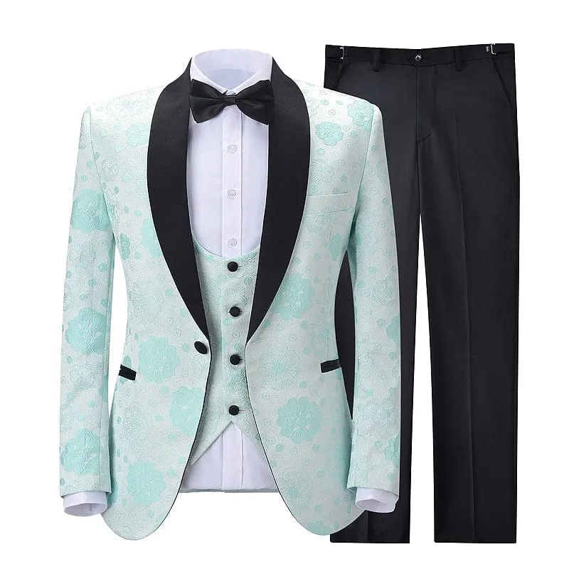 3 Pieces Mens Suit Slim Fit Peak Lapel Tuxedos For Wedding (Blazer vest Pants)