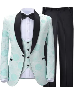 3 Pieces Patterned Shawl Lapel Mens Suit (Blazer vest Pants)