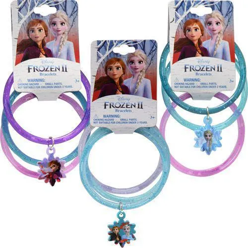 3 Ring on Glitter Bangles with Heart Charm, Multicolor With Frozen, Fancy Nancy, Princess, Minnie, LOL, My Little Pony (1Pcs)