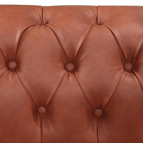 3 Seater Brown Sofa Lounge Chesterfireld Style Button Tufted in Faux Leather