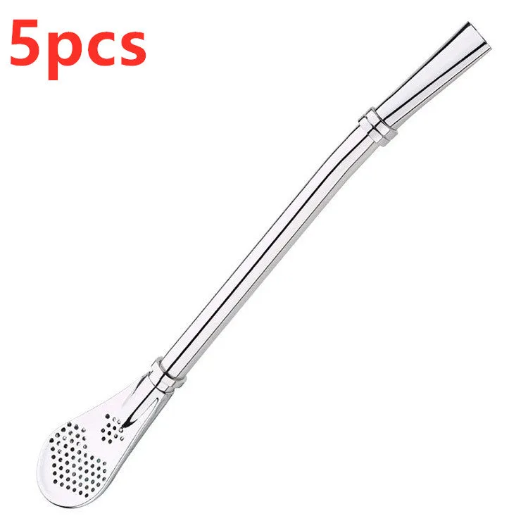 304 Stainless Steel Residue Filter Straws Spoon