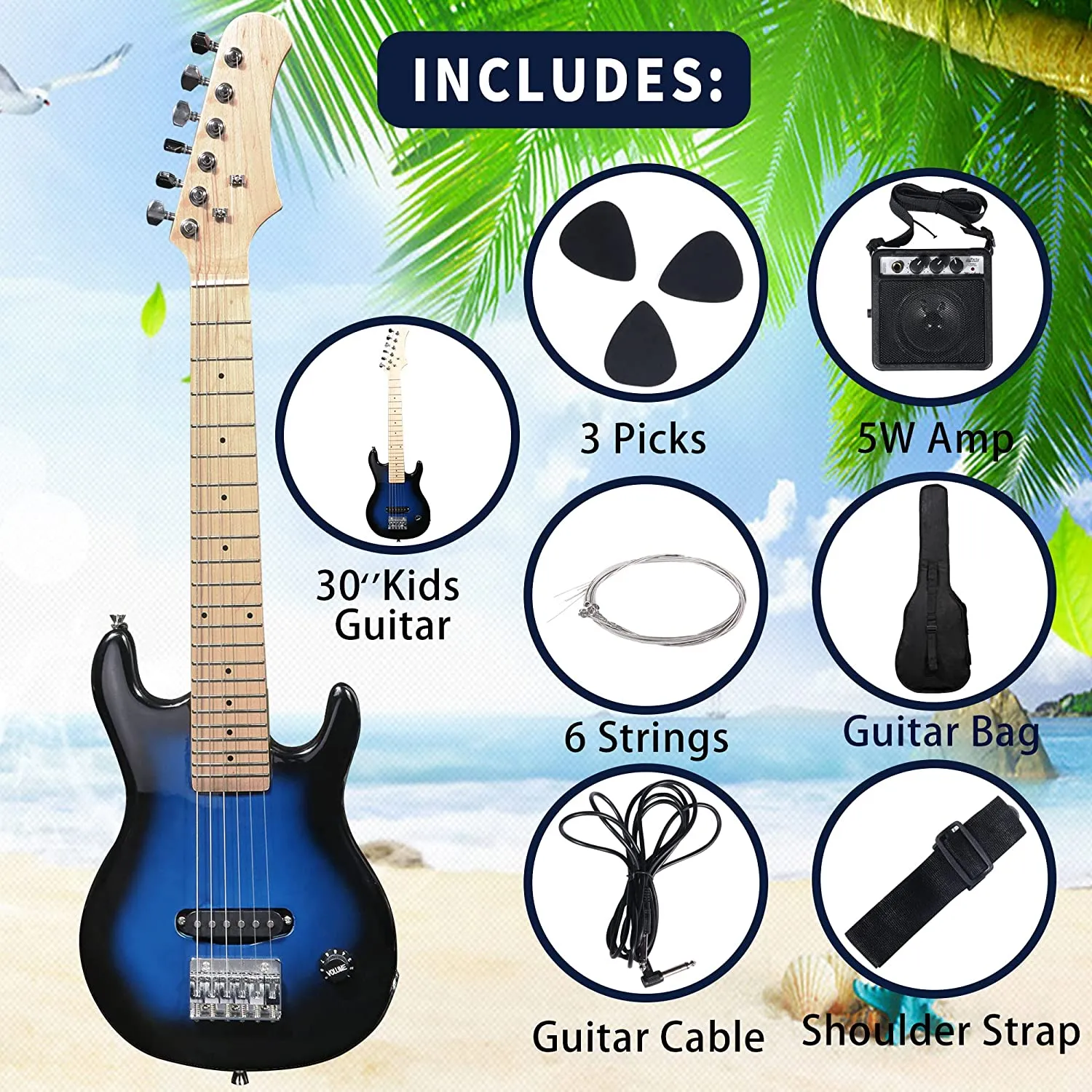 30" Electric Guitar Beginner Kits for Starter Guitar Includes Gig Bag, 5 W Amplifier, 6 Strings, Picks, Cable