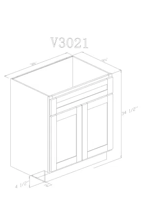 30" Vanity Pure White (Without sink and countertop)