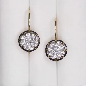 3.13ct NATURAL DIAMOND DROP EARRINGS VICTORIAN STYLE CLASSIC ROUND CUT GOLD 3ct