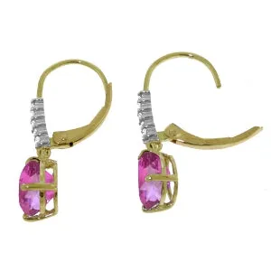 3.15 Carat 14K Solid Yellow Gold Violeta Pink Topaz Diamond Earrings