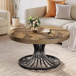 31.5" Coffee Table, Wooden Accent Center Table with Stylish Pedestal