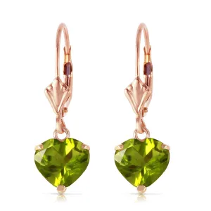 3.25 Carat 14K Solid Rose Gold Leverback Earrings Natural Peridot