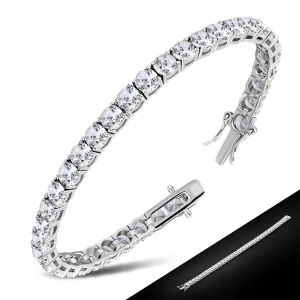 3.2mm Wide 18cm Long  | White CZ Sterling Silver Tennis Bracelet