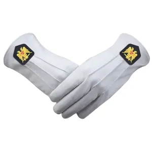 32nd Degree Scottish Rite Gloves - Leather With Gold Double Eagle