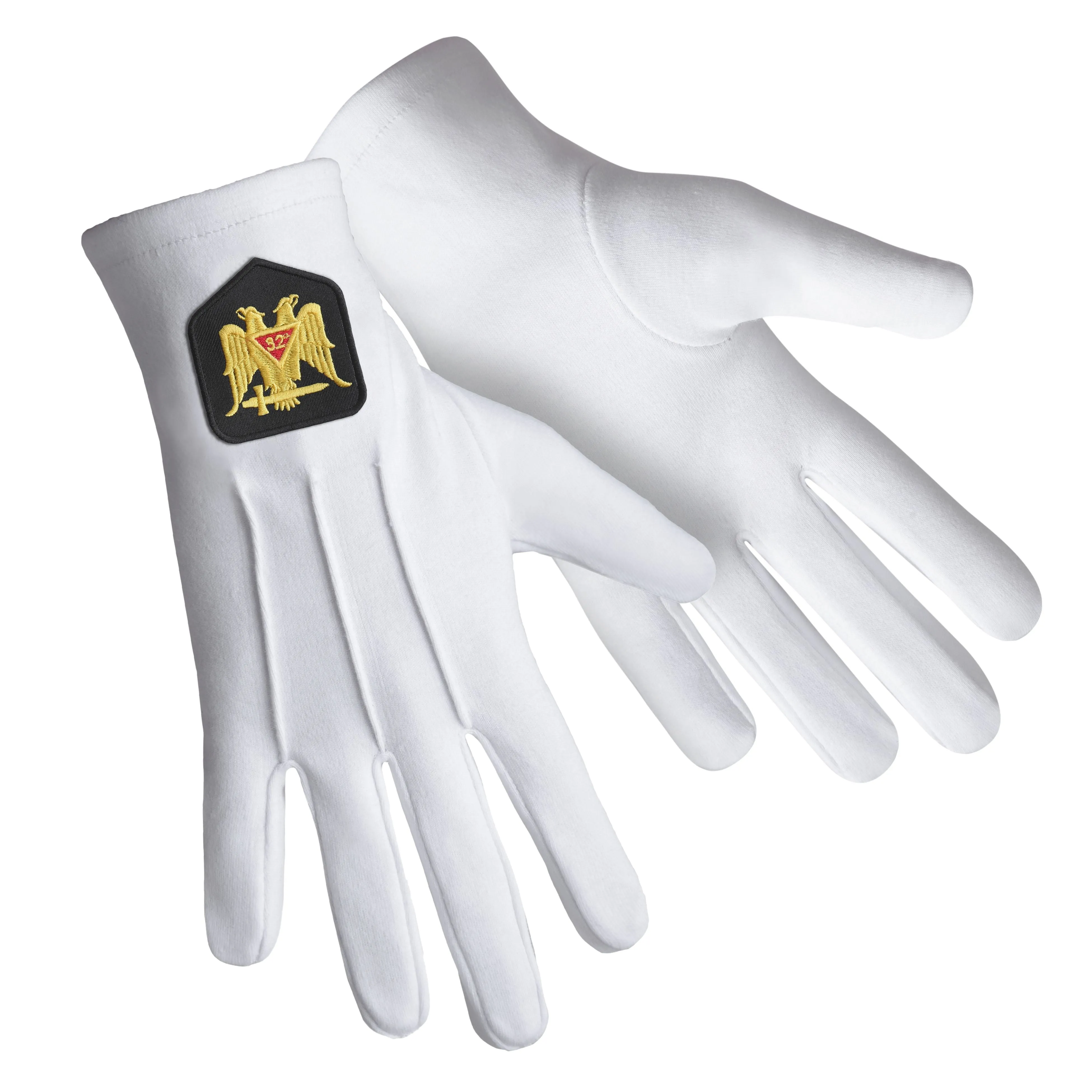 32nd Degree Scottish Rite Gloves - Pure Cotton With Double Eagle