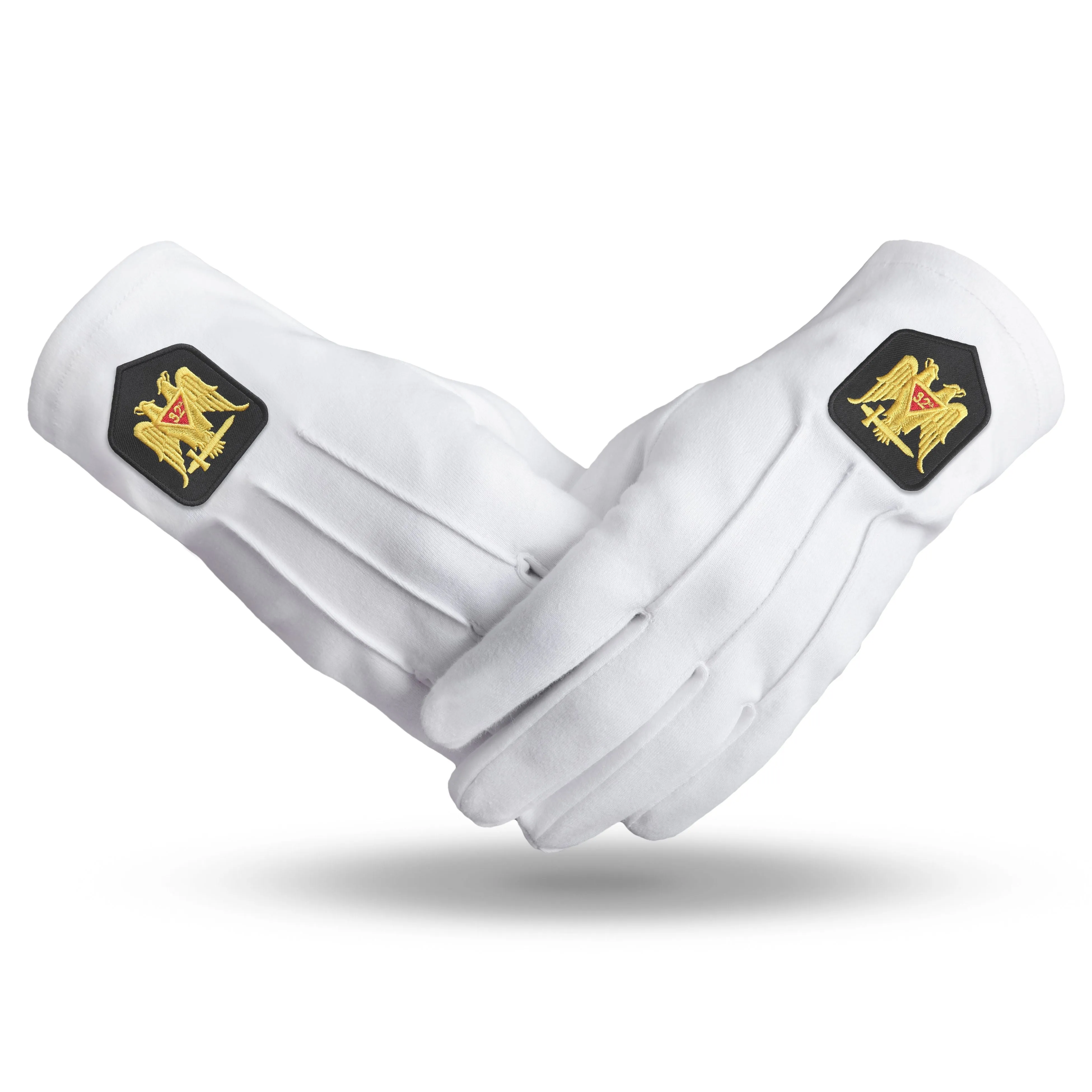 32nd Degree Scottish Rite Gloves - Pure Cotton With Double Eagle