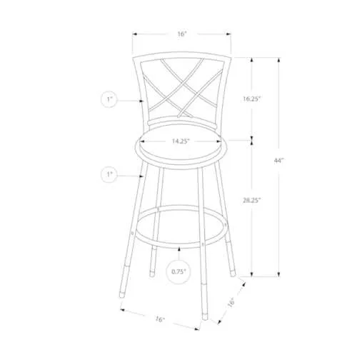 32" x 32" x 88" Black  Metal  Foam  LeatherLook  Barstool 2pcs