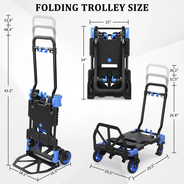 330LBS 2-in-1 luggage trolley blue